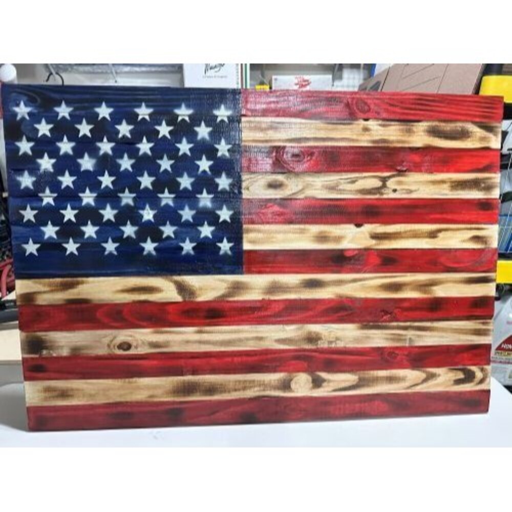 Handmade Wooden American Flag 13x26